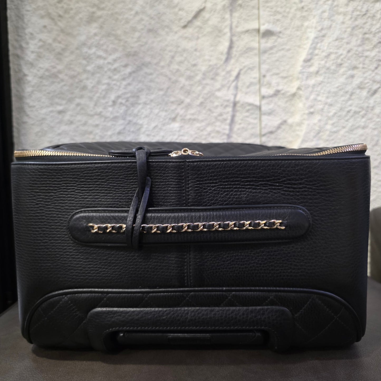 Chanel Quilted Caviar Leather Rolling Carry-On Suitcase Black (Pre-Owned)
