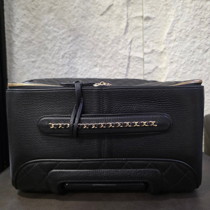 Chanel Quilted Caviar Leather Rolling Carry-On Suitcase Black (Pre-Owned)