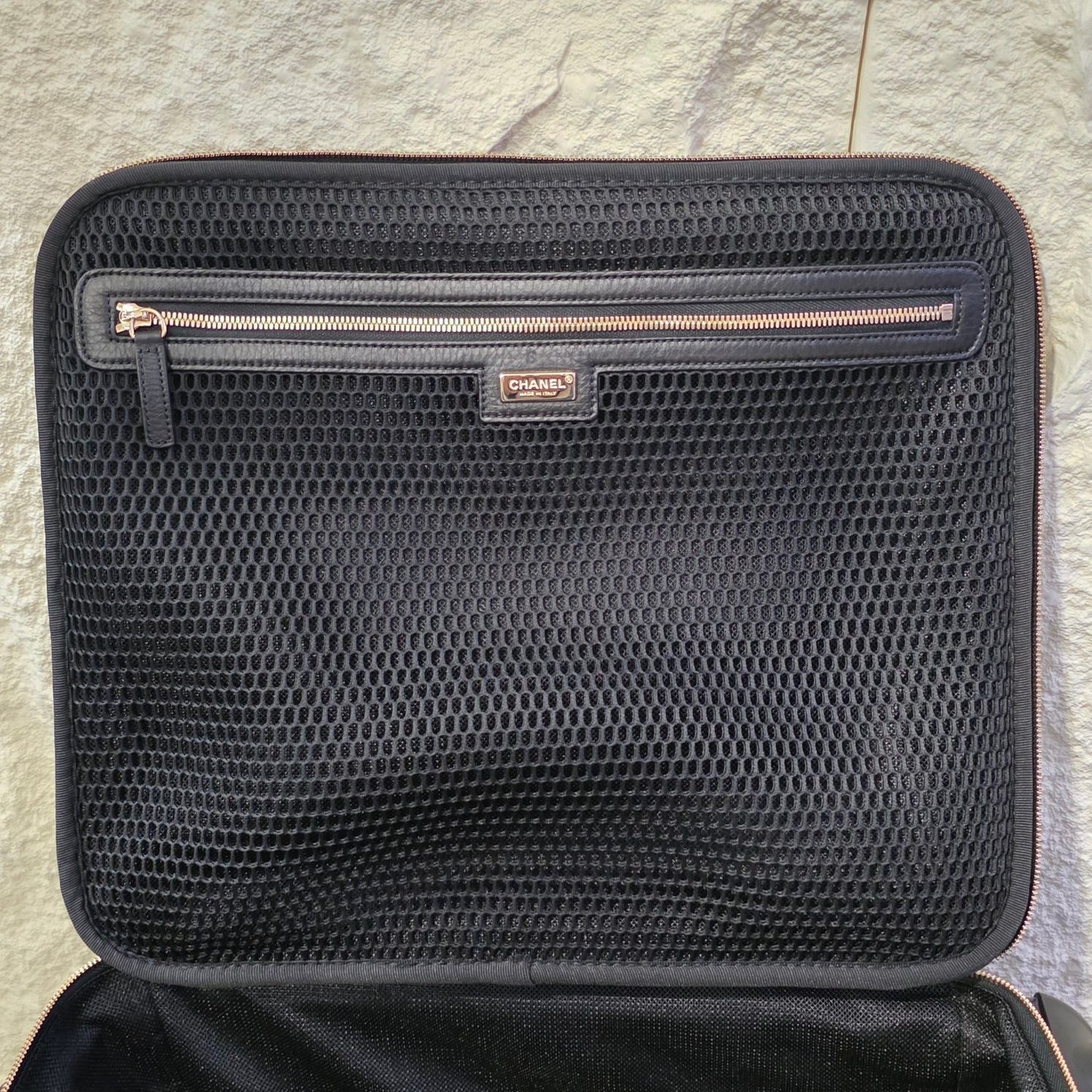 Chanel Quilted Caviar Leather Rolling Carry-On Suitcase Black (Pre-Owned)