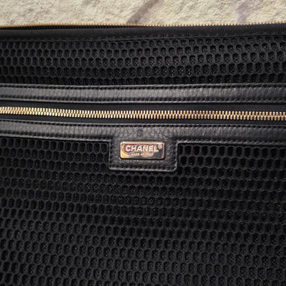 Chanel Quilted Caviar Leather Rolling Carry-On Suitcase Black (Pre-Owned)