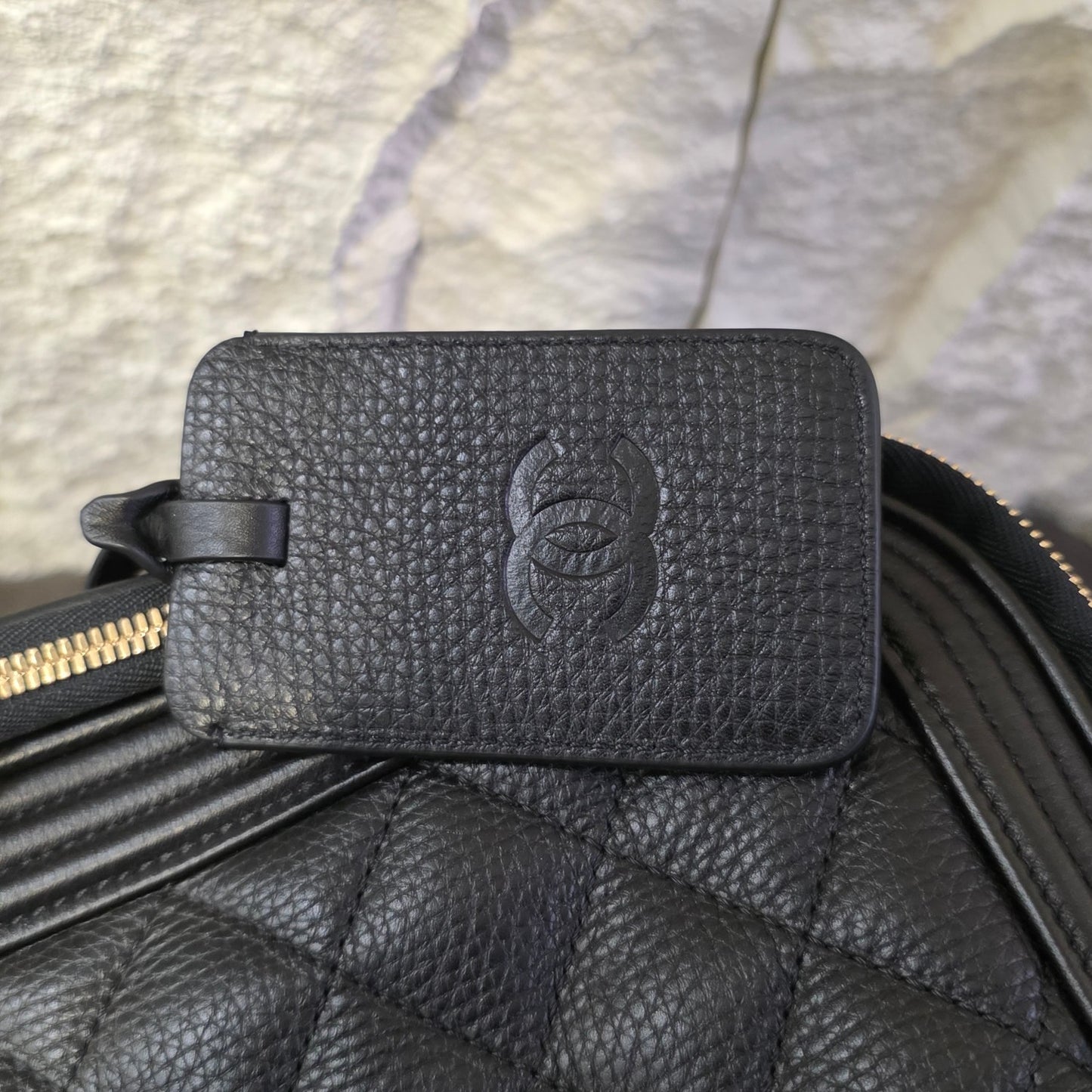 Chanel Quilted Caviar Leather Rolling Carry-On Suitcase Black (Pre-Owned)