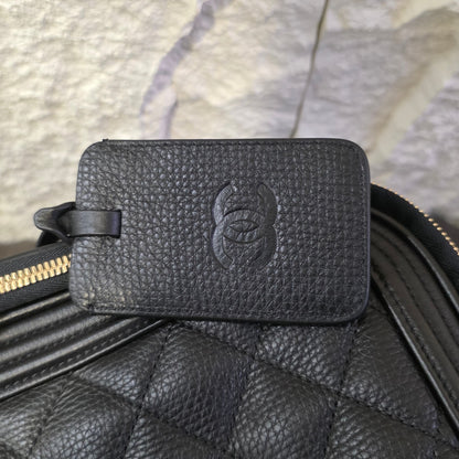 Chanel Quilted Caviar Leather Rolling Carry-On Suitcase Black (Pre-Owned)