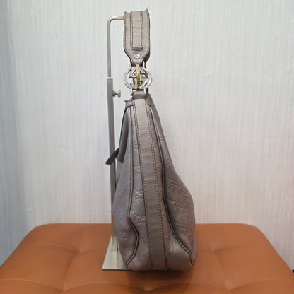 Gucci GG Guccissima Leather Hobo Shoulder Bag Metallic Silver (Pre-Owned)