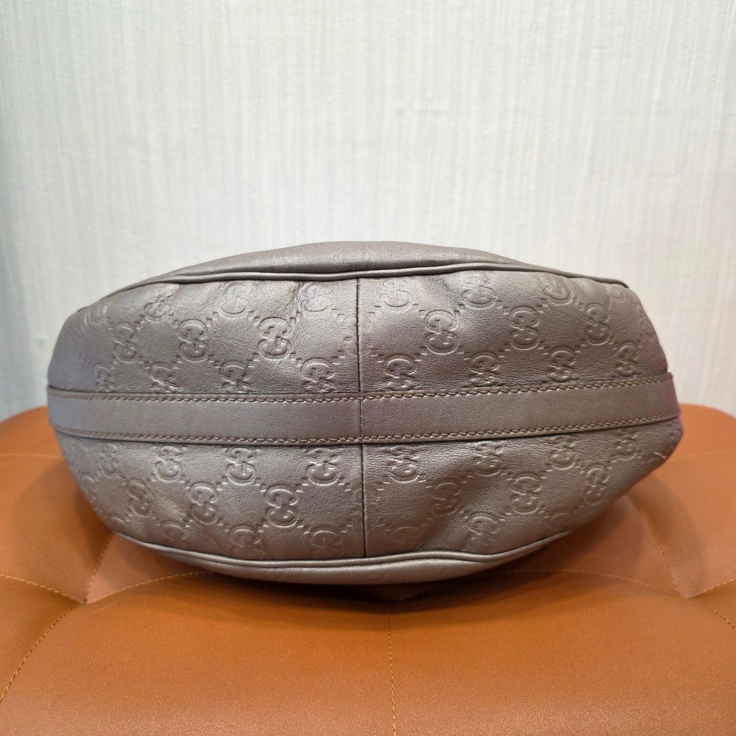 Gucci GG Guccissima Leather Hobo Shoulder Bag Metallic Silver (Pre-Owned)