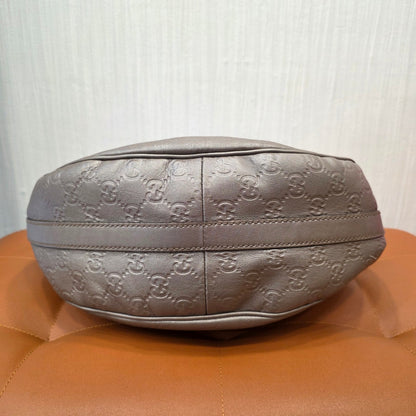 Gucci GG Guccissima Leather Hobo Shoulder Bag Metallic Silver (Pre-Owned)