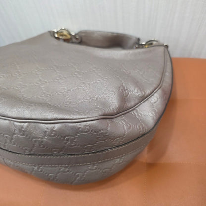 Gucci GG Guccissima Leather Hobo Shoulder Bag Metallic Silver (Pre-Owned)