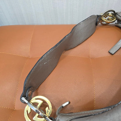 Gucci GG Guccissima Leather Hobo Shoulder Bag Metallic Silver (Pre-Owned)