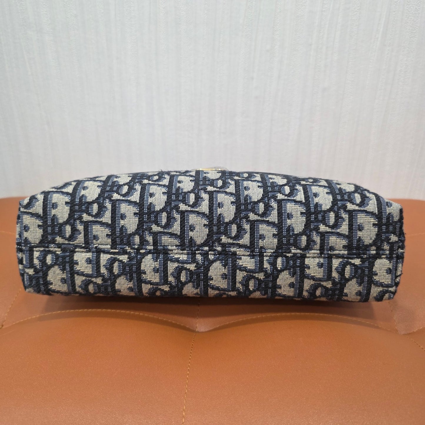 Christian Dior Oblique Canvas CD Logo Shoulder Bag Navy (Pre-Owned)
