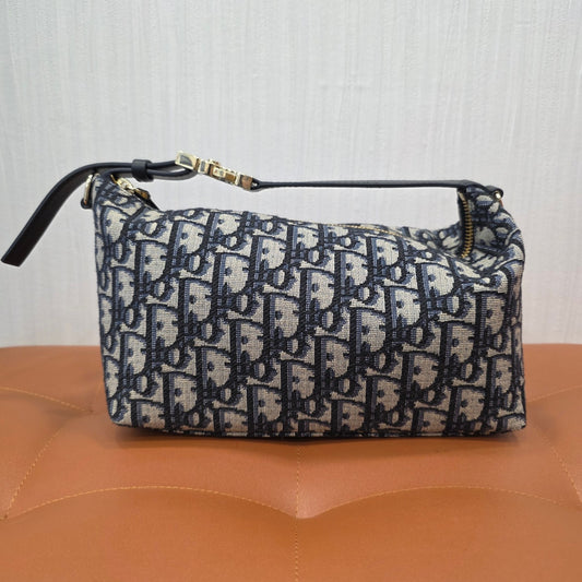 Christian Dior Oblique Jacquard Mini Shoulder Bag Navy (Pre-Owned)