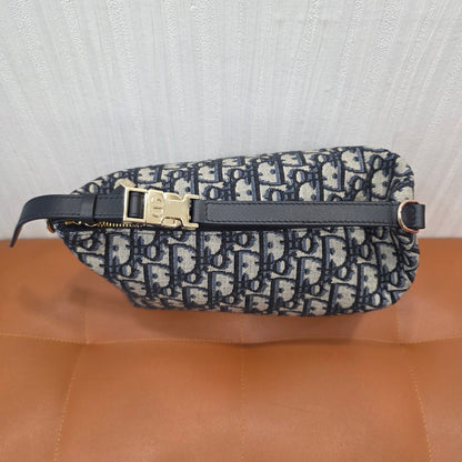Christian Dior Oblique Jacquard Mini Shoulder Bag Navy (Pre-Owned)