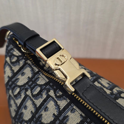 Christian Dior Oblique Jacquard Mini Shoulder Bag Navy (Pre-Owned)