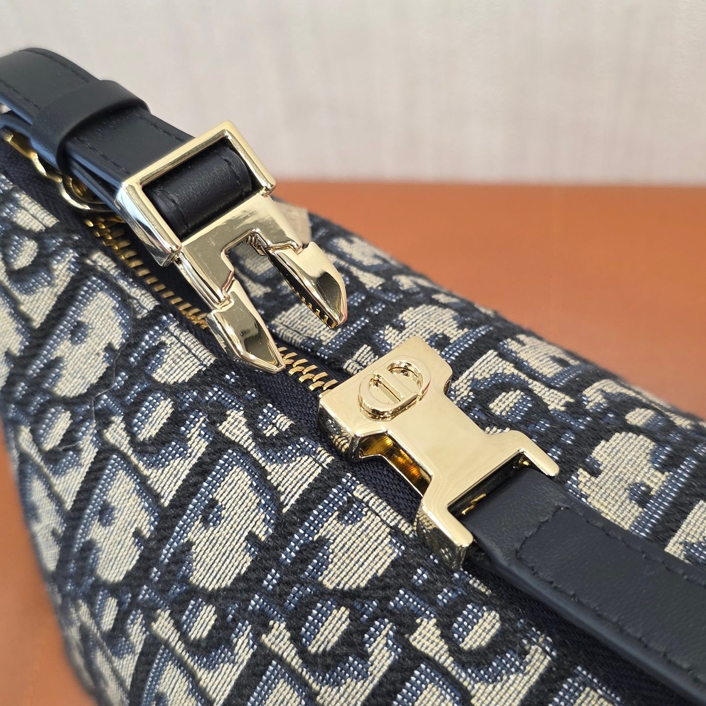 Christian Dior Oblique Jacquard Mini Shoulder Bag Navy (Pre-Owned)