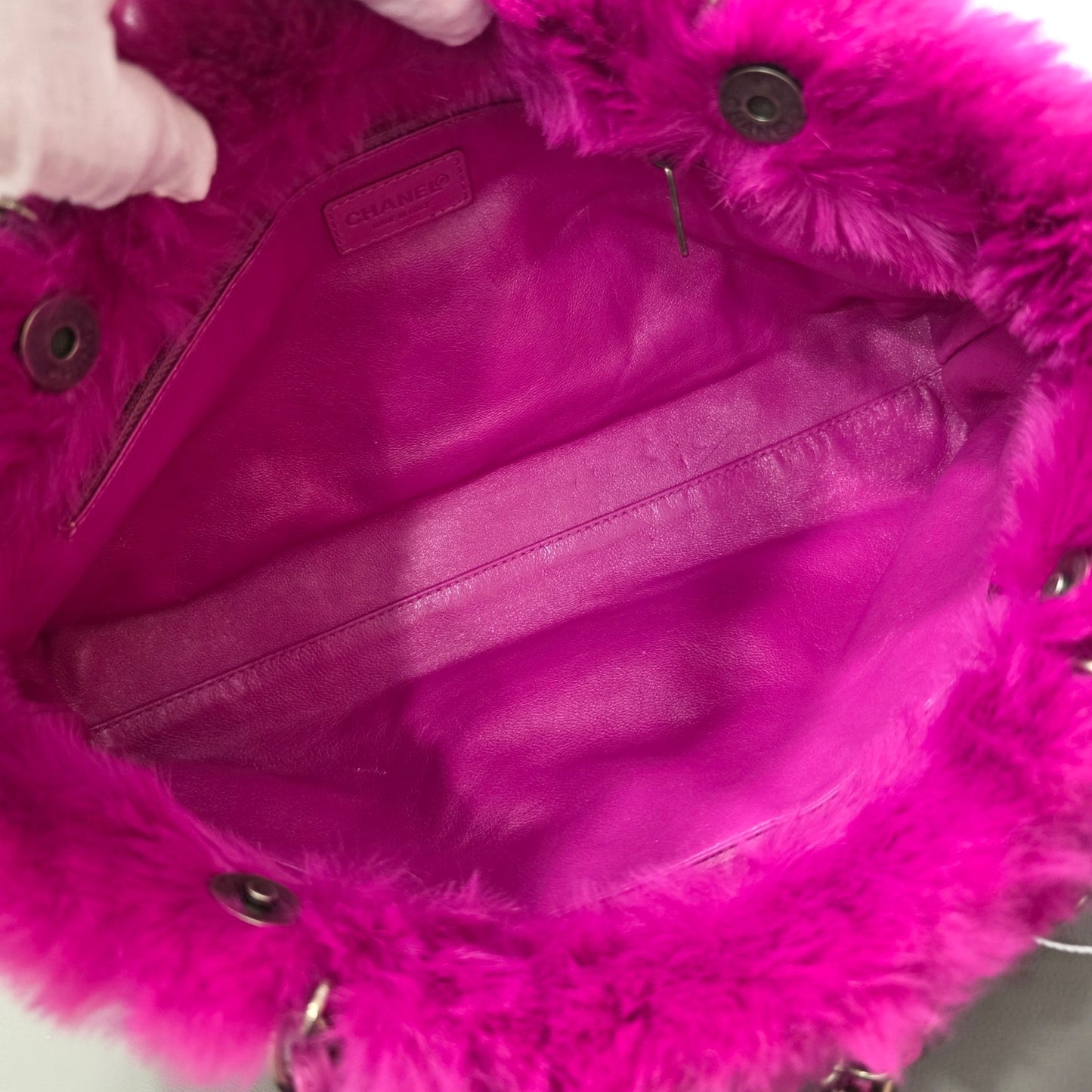 Chanel CC Fur Chain Shoulder Bag Pink (Pre-Owned)