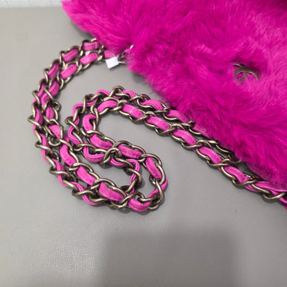 Chanel CC Fur Chain Shoulder Bag Pink (Pre-Owned)