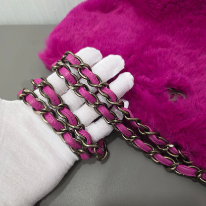 Chanel CC Fur Chain Shoulder Bag Pink (Pre-Owned)