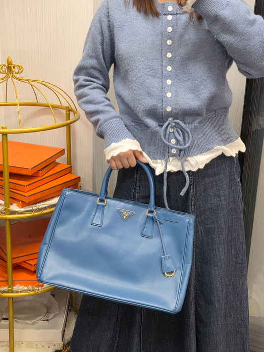 Prada Saffiano Lux Large Tote Bag Blue (Pre-Owned)