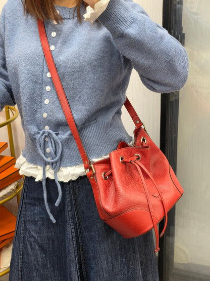 Gucci Microguccissima Leather Drawstring Bucket Bag Red (Pre-Owned)