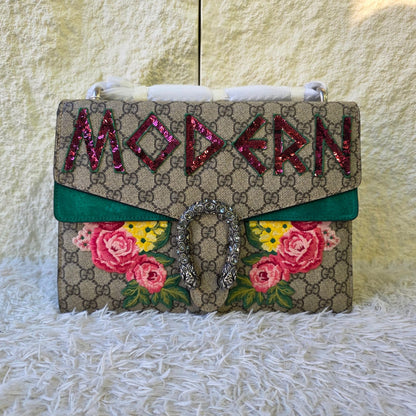 Gucci Dionysus GG Supreme “Modern” Sequin Embroidered Shoulder Bag (Pre-Owned)