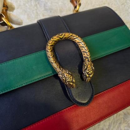 Gucci Dionysus Bamboo Top Handle Web Stripe Leather Bag (Pre-Owned)