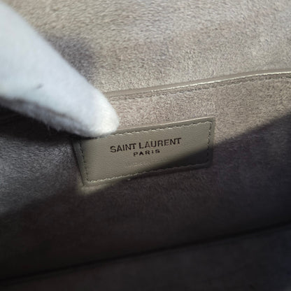 Saint Laurent Bellechasse Croc-Embossed Leather Top Handle Bag Grey (Pre-Owned)