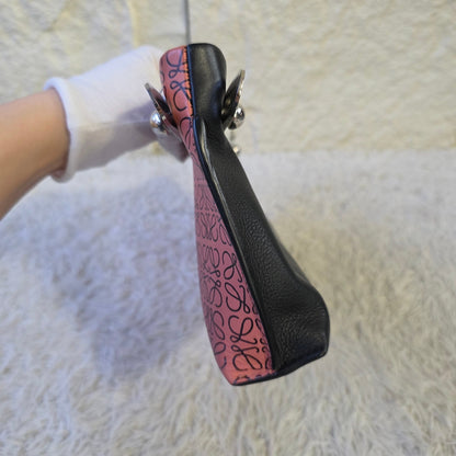 Loewe Anagram Print Leather Clutch Shoulder Bag Pink (Pre-Owned)