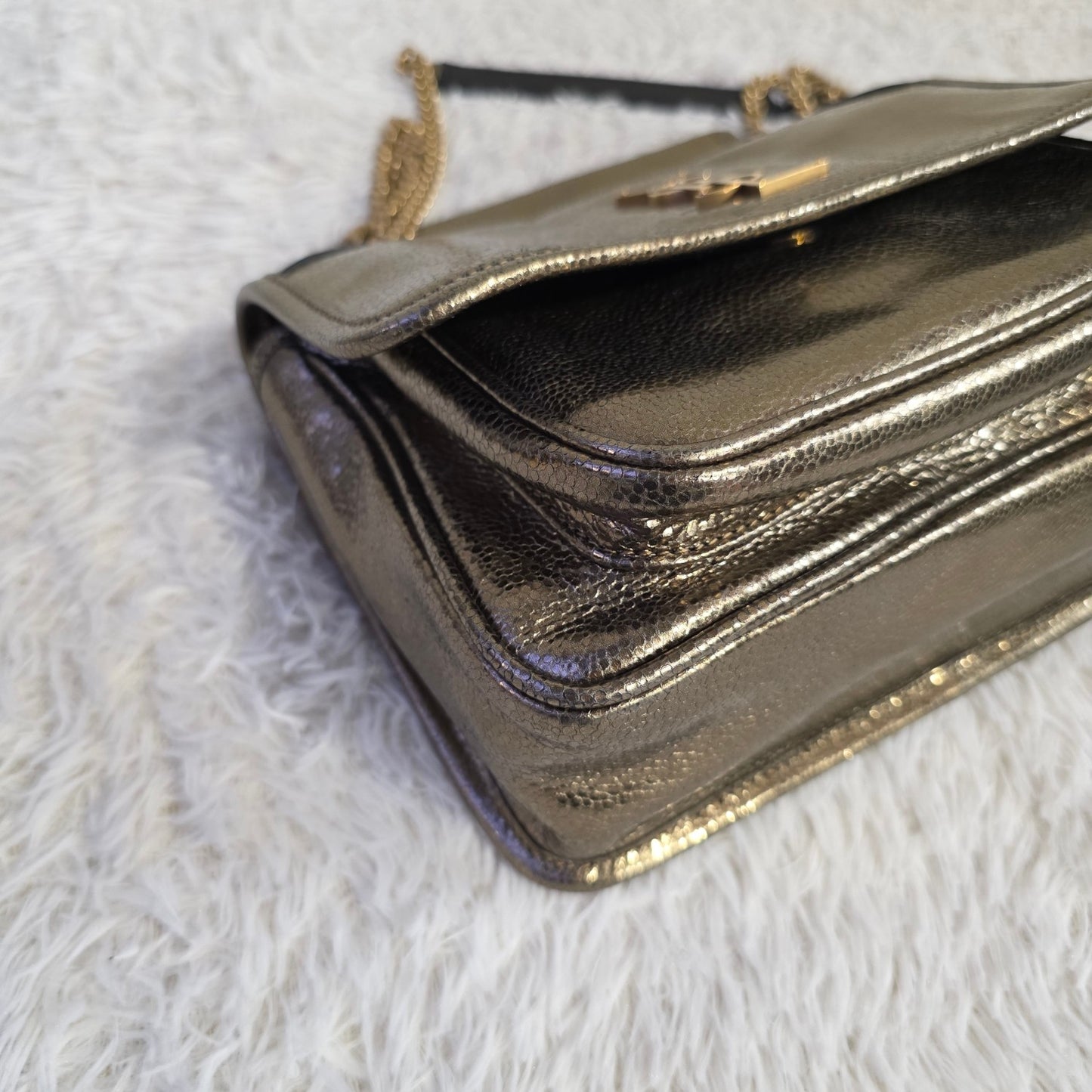 Saint Laurent Niki Metallic Leather Chain Shoulder Bag Bronze (Pre-Owned)