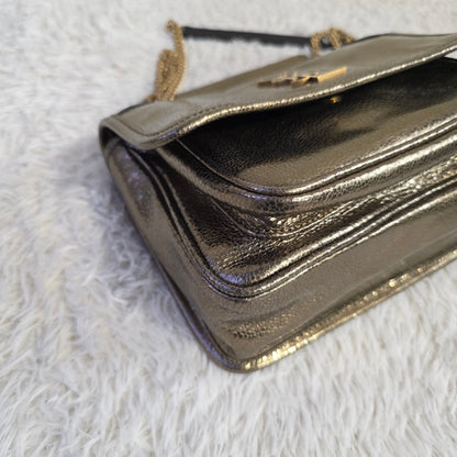 Saint Laurent Niki Metallic Leather Chain Shoulder Bag Bronze (Pre-Owned)