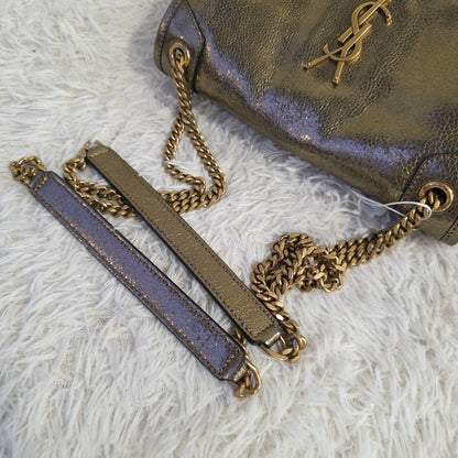Saint Laurent Niki Metallic Leather Chain Shoulder Bag Bronze (Pre-Owned)