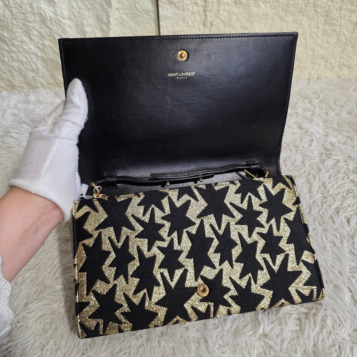Saint Laurent Kate Star Pattern Chain Wallet (Pre-Owned)