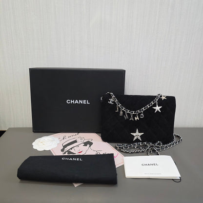 Chanel Star Charm Quilted Velvet Wallet on Chain (Pre-Owned)