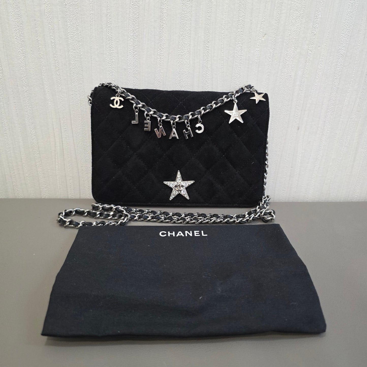 Chanel Star Charm Quilted Velvet Wallet on Chain (Pre-Owned)