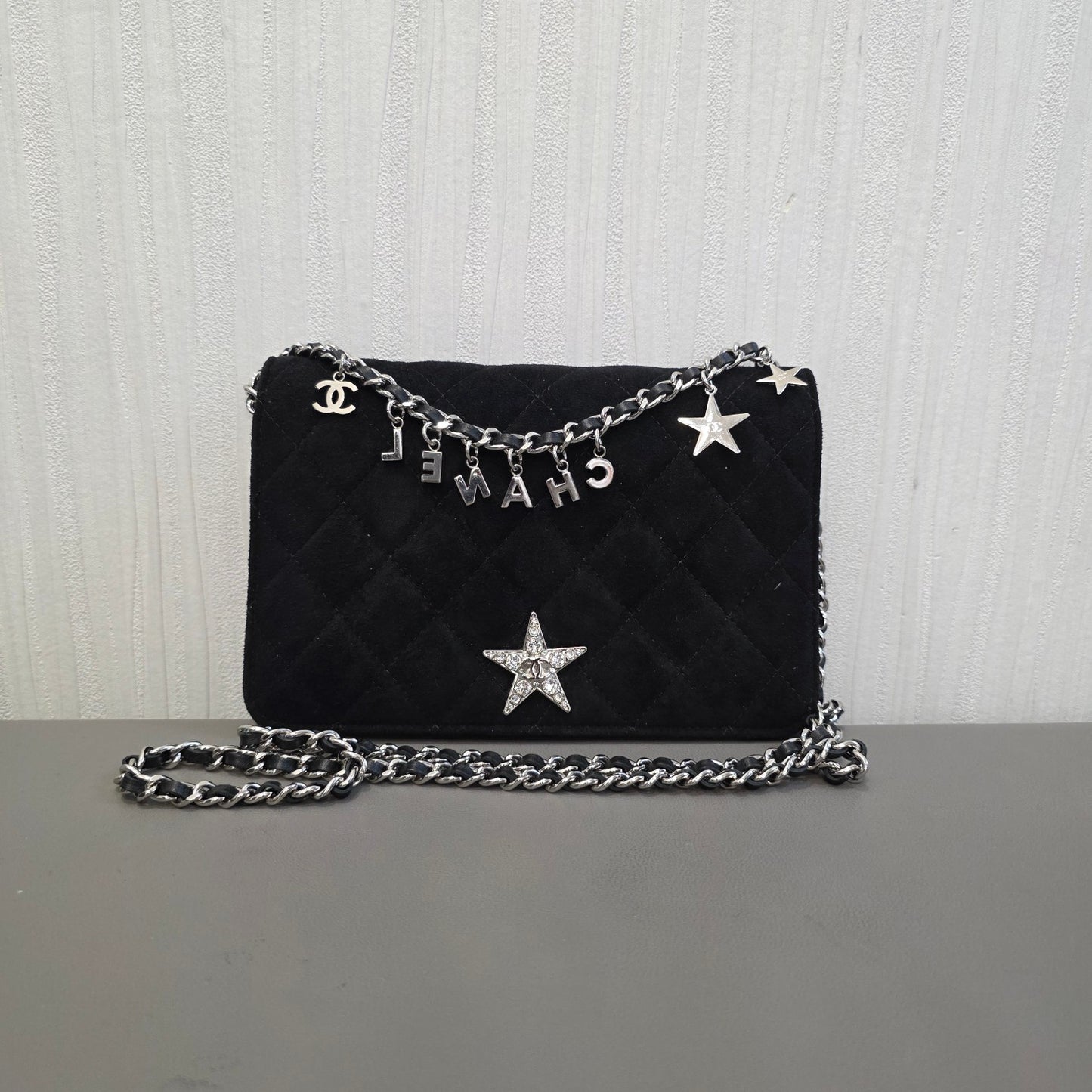 Chanel Star Charm Quilted Velvet Wallet on Chain (Pre-Owned)
