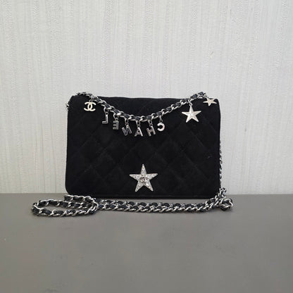 Chanel Star Charm Quilted Velvet Wallet on Chain (Pre-Owned)
