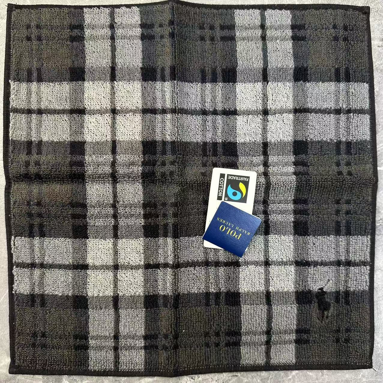 Polo Ralph Lauren Plaid Cotton Hand Towel Gray Black (Pre-Owned)