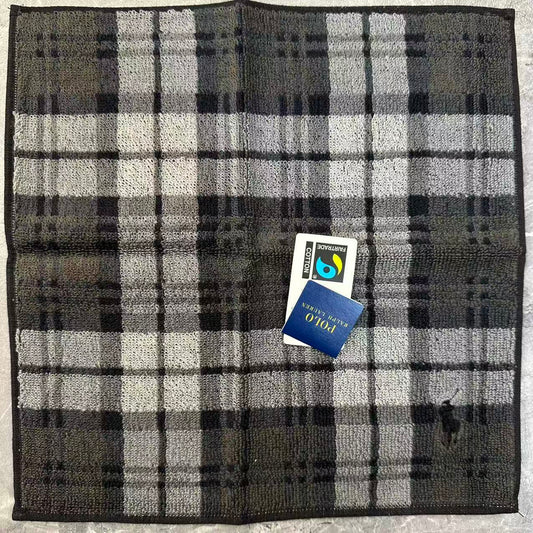 Polo Ralph Lauren Plaid Cotton Hand Towel Gray Black (Pre-Owned)
