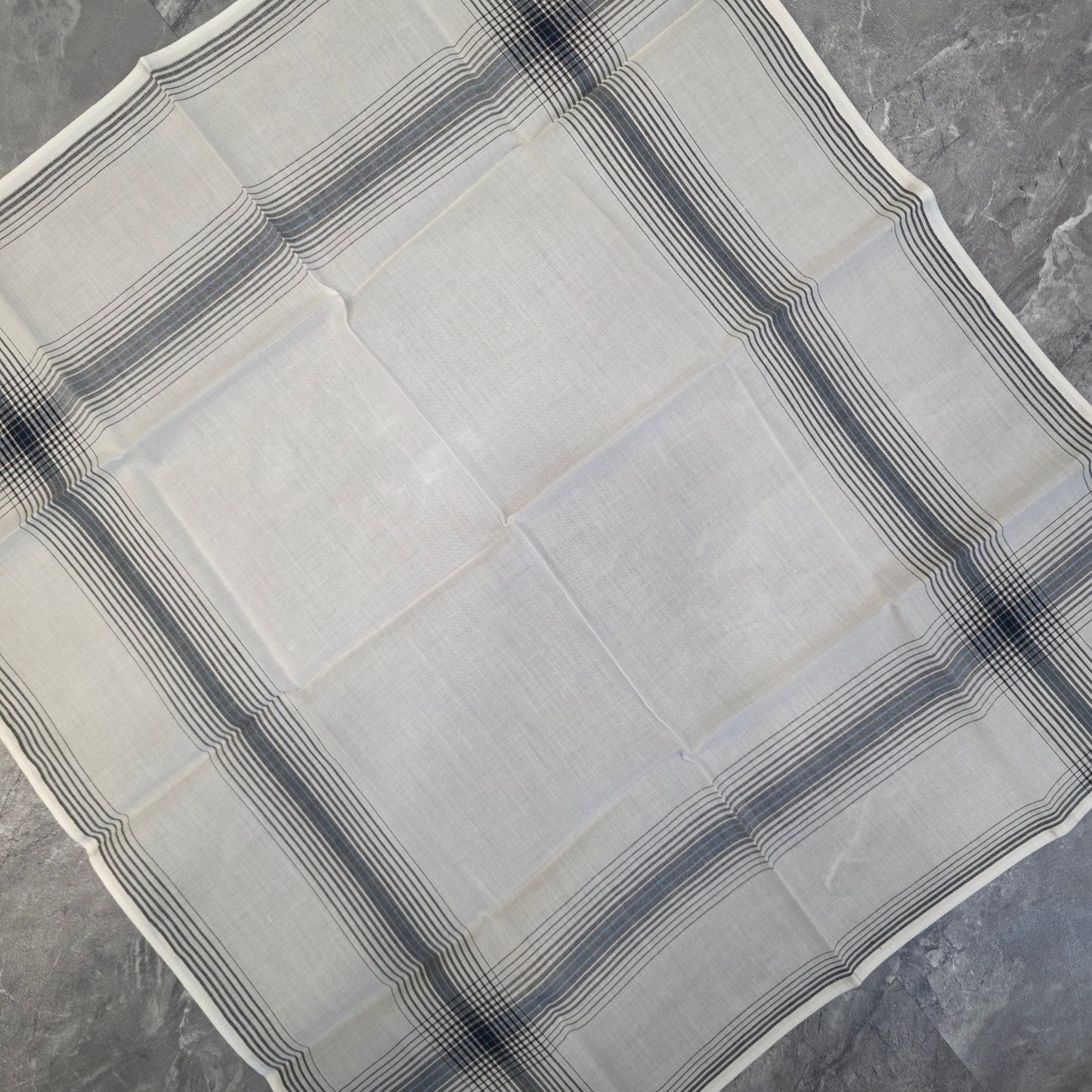 Calvin Klein CK Logo Plaid Cotton Handkerchief White Gray (Pre-Owned)