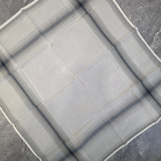 Calvin Klein CK Logo Plaid Cotton Handkerchief White Gray (Pre-Owned)