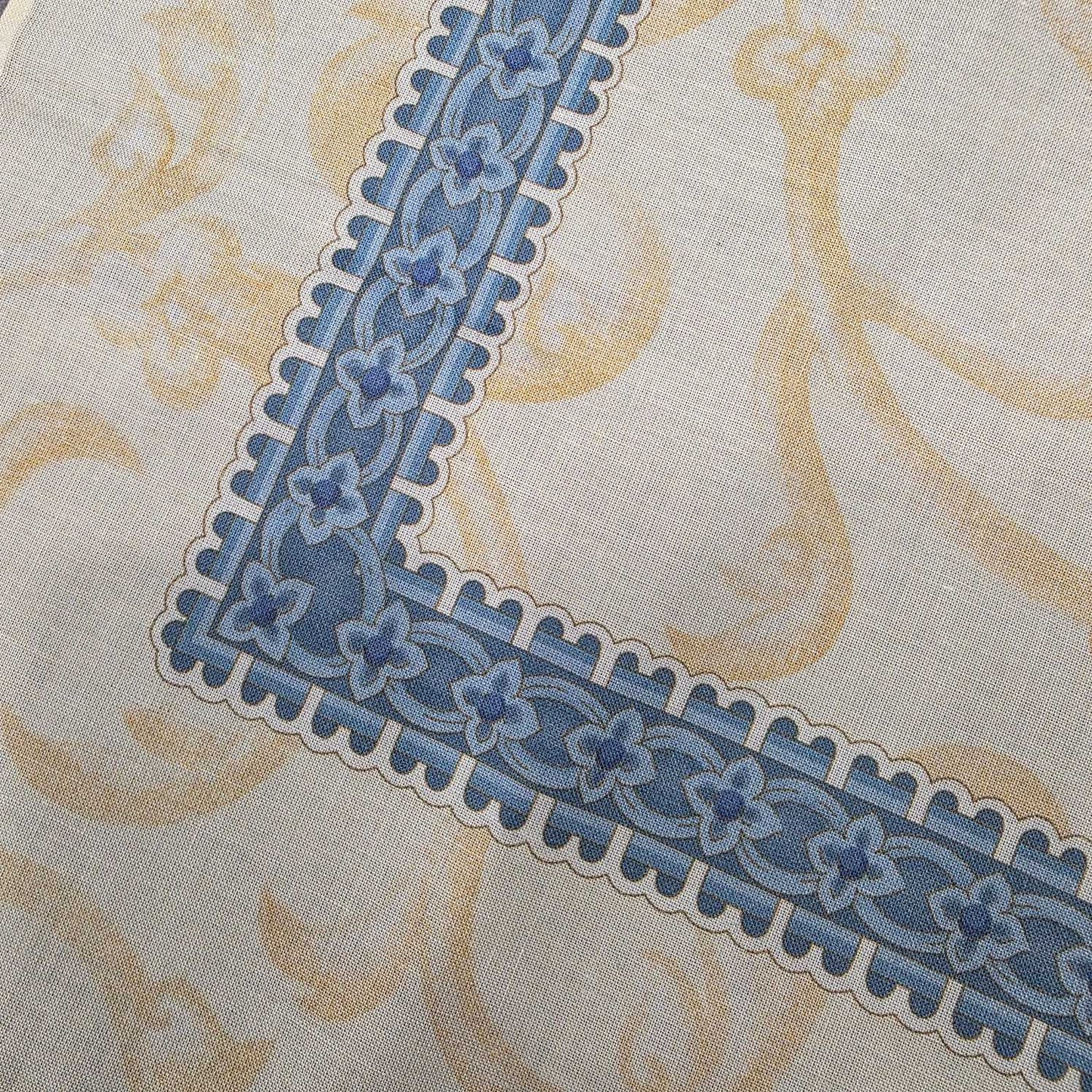 Jim Thompson Elephant Motif Silk Handkerchief Beige Blue (Pre-Owned)