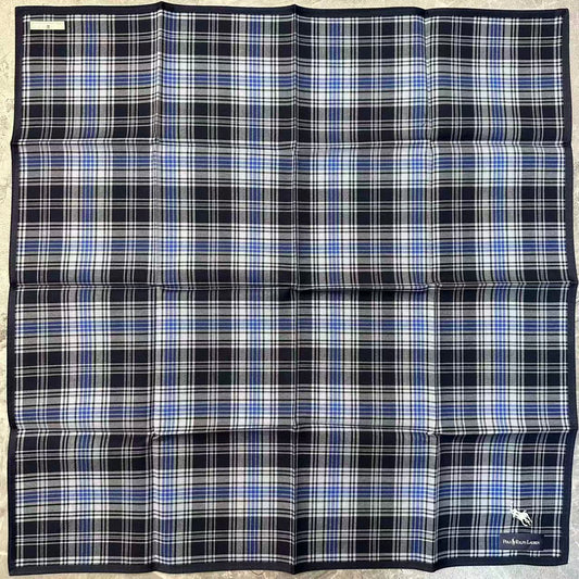 Polo Ralph Lauren Plaid Cotton Handkerchief Navy Blue (Pre-Owned)