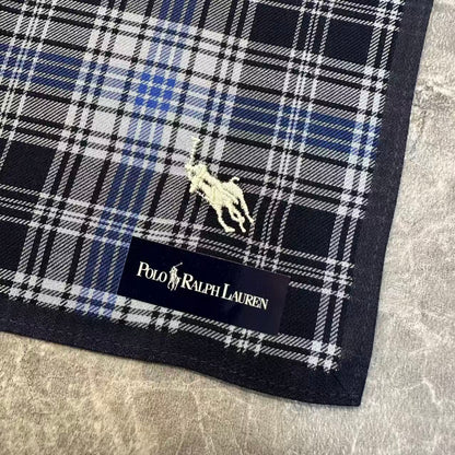 Polo Ralph Lauren Plaid Cotton Handkerchief Navy Blue (Pre-Owned)