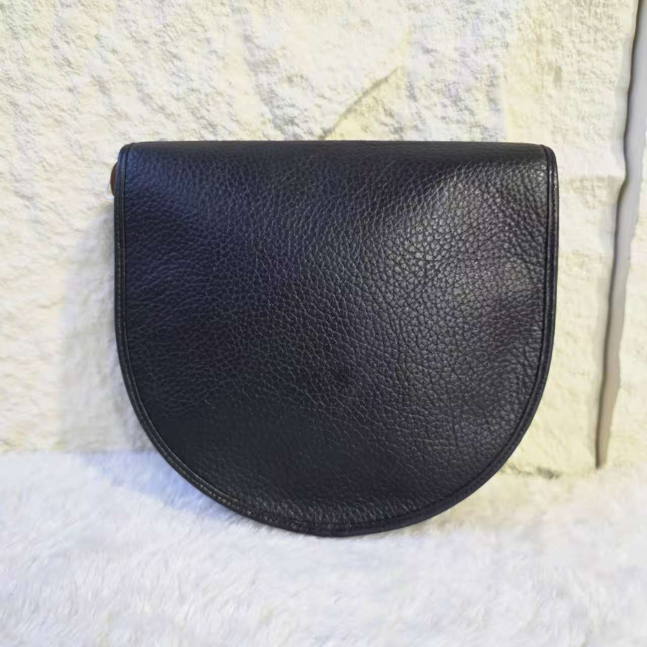 Christian Dior Vintage CD Logo Leather Flap Shoulder Bag Black Brown (Pre-Owned)