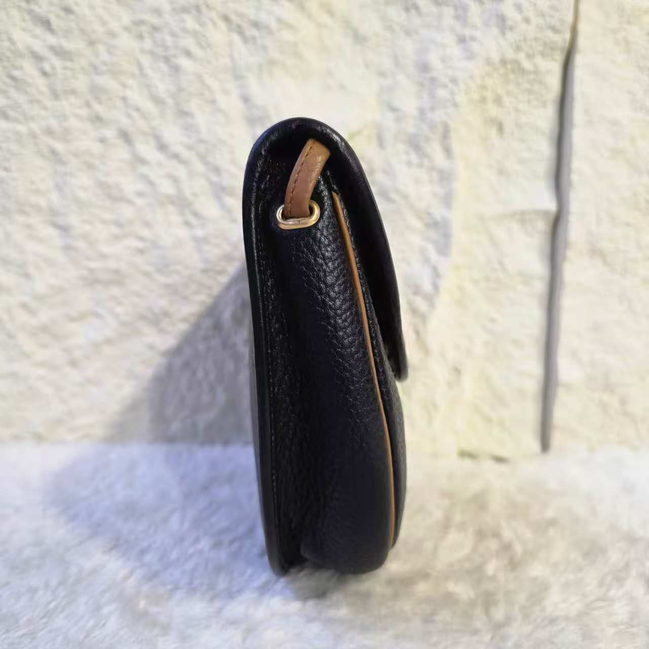 Christian Dior Vintage CD Logo Leather Flap Shoulder Bag Black Brown (Pre-Owned)