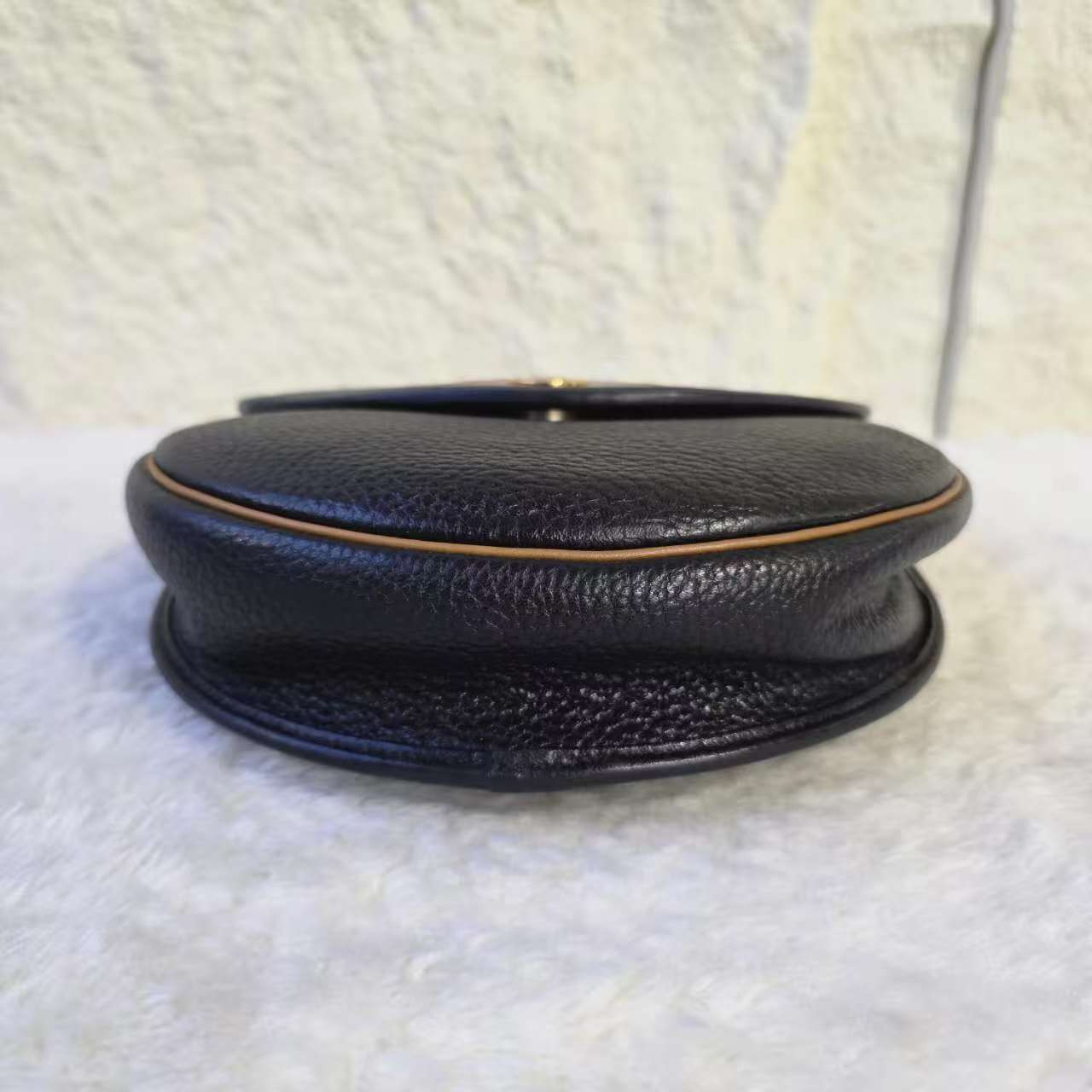 Christian Dior Vintage CD Logo Leather Flap Shoulder Bag Black Brown (Pre-Owned)