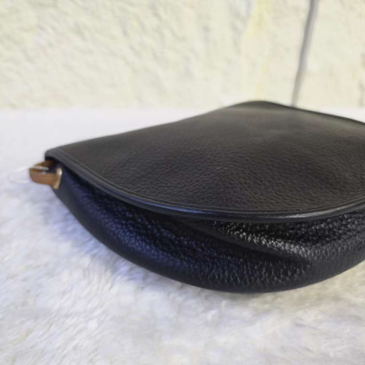 Christian Dior Vintage CD Logo Leather Flap Shoulder Bag Black Brown (Pre-Owned)