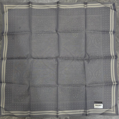 Renoma Paris Paisley Pattern Cotton Handkerchief Gray (Pre-Owned)