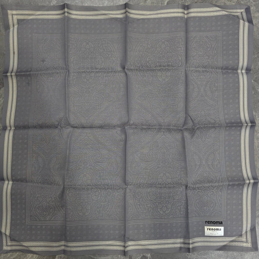 Renoma Paris Paisley Pattern Cotton Handkerchief Gray (Pre-Owned)