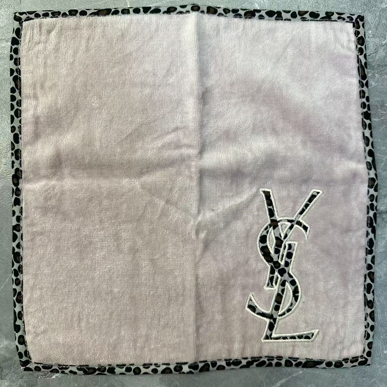 Saint Laurent YSL Logo Leopard Trim Cotton Handkerchief Pink (Pre-Owned)