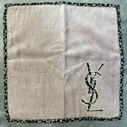 Saint Laurent YSL Logo Leopard Trim Cotton Handkerchief Pink (Pre-Owned)