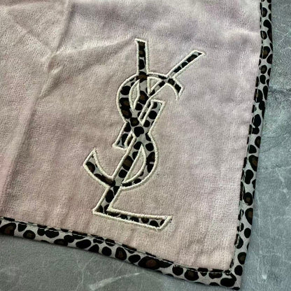 Saint Laurent YSL Logo Leopard Trim Cotton Handkerchief Pink (Pre-Owned)