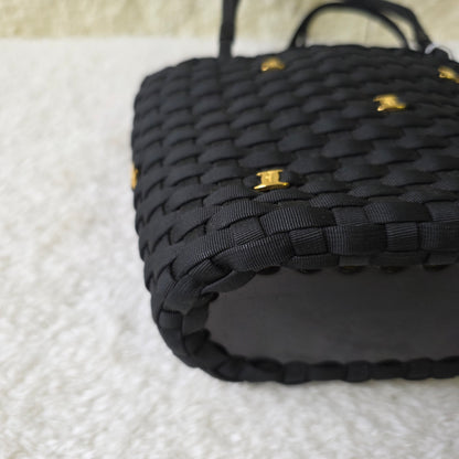 Salvatore Ferragamo Woven Nylon Tote Bag with Gancini Hardware Black (Pre-Owned)